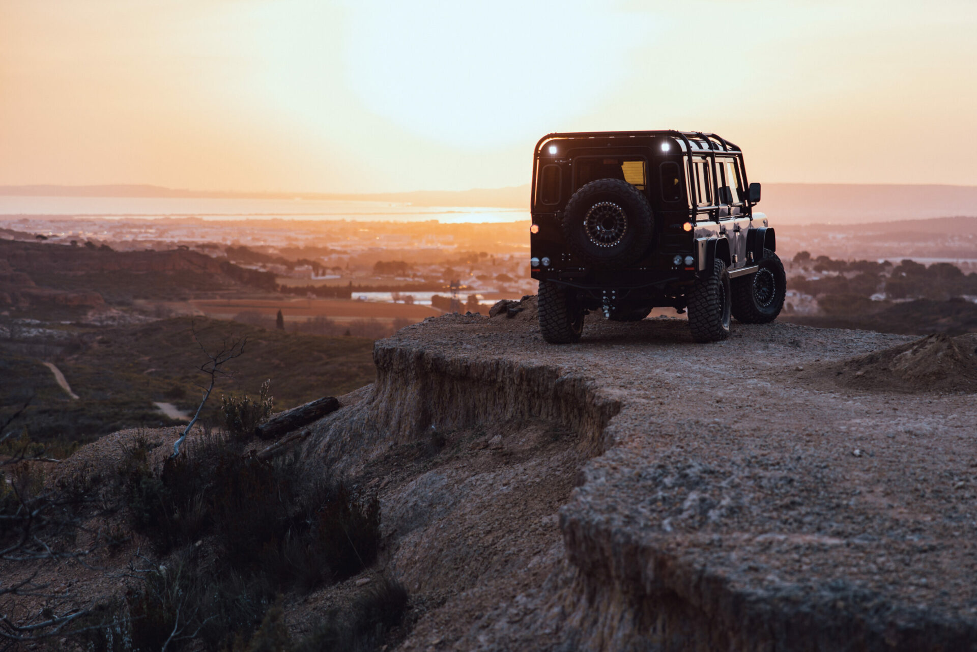 Jeep at sunset off road tyres