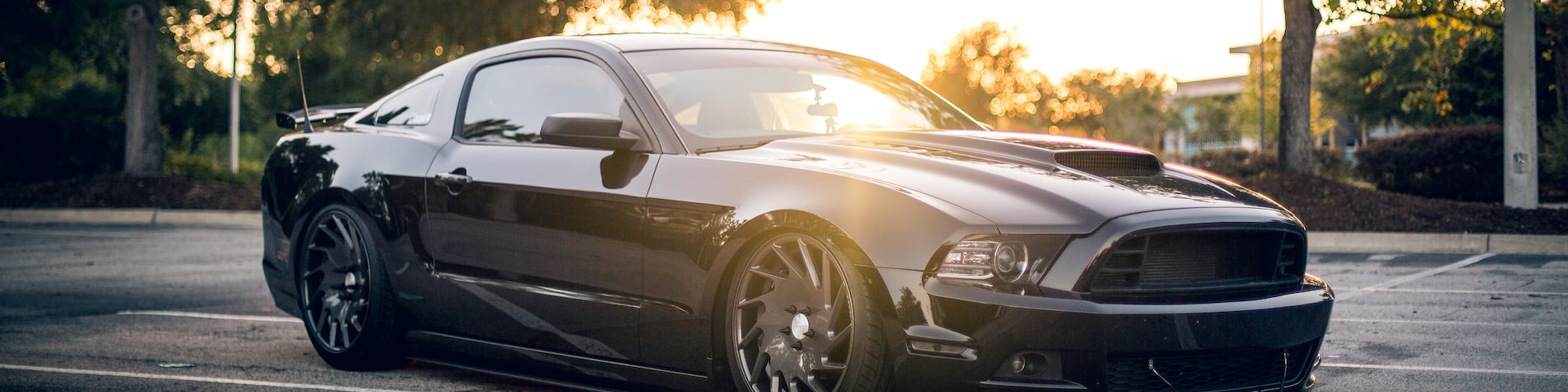 Mustang Car At Sunset